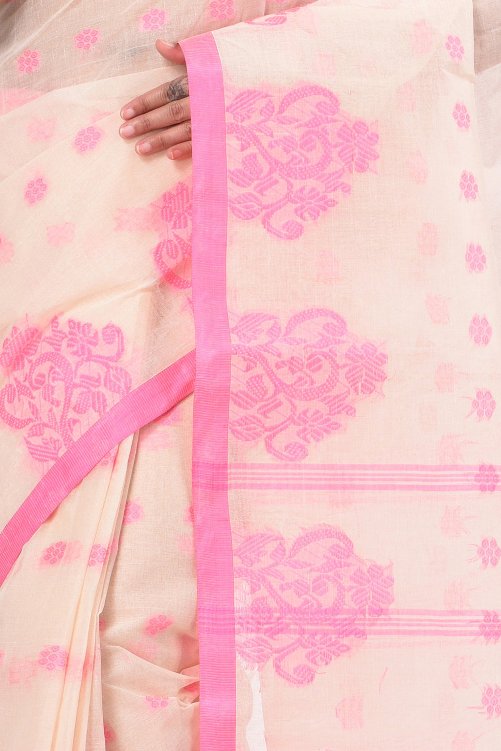 Pink Pure Cotton Botgach Tant Saree (518)
